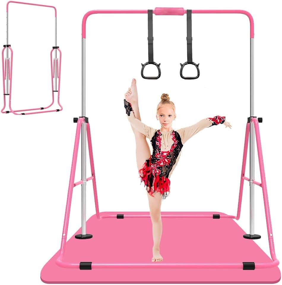ZUETK Expandable Gymnastics Bar for Kids, Folding Adjustable Height