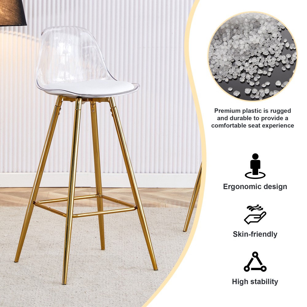 Modern PU Leather Bar Stools with Metal Legs for Kitchen Counter