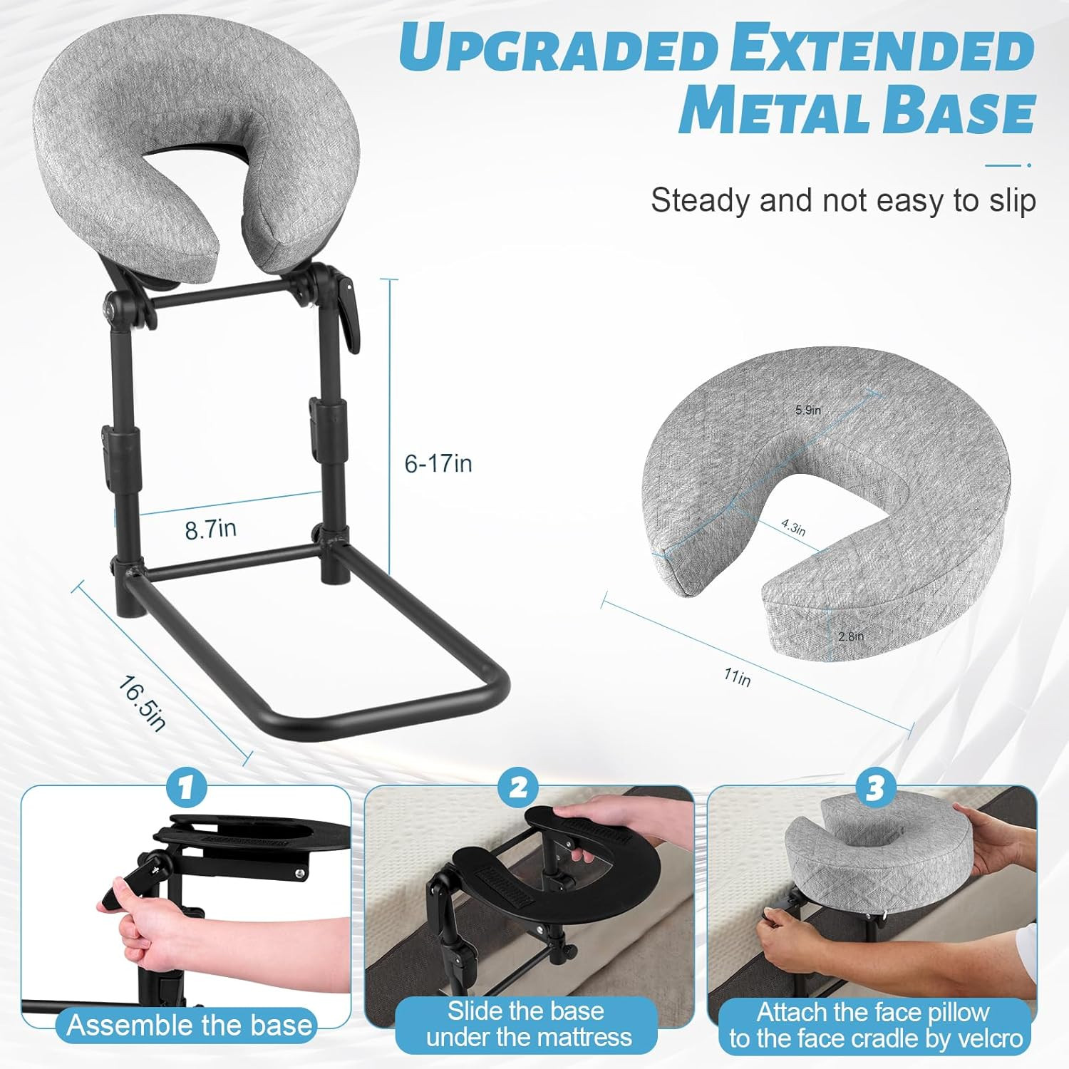 Adjustable Massage Headrest for Bed - Portable Face Cradle for Home & Spa