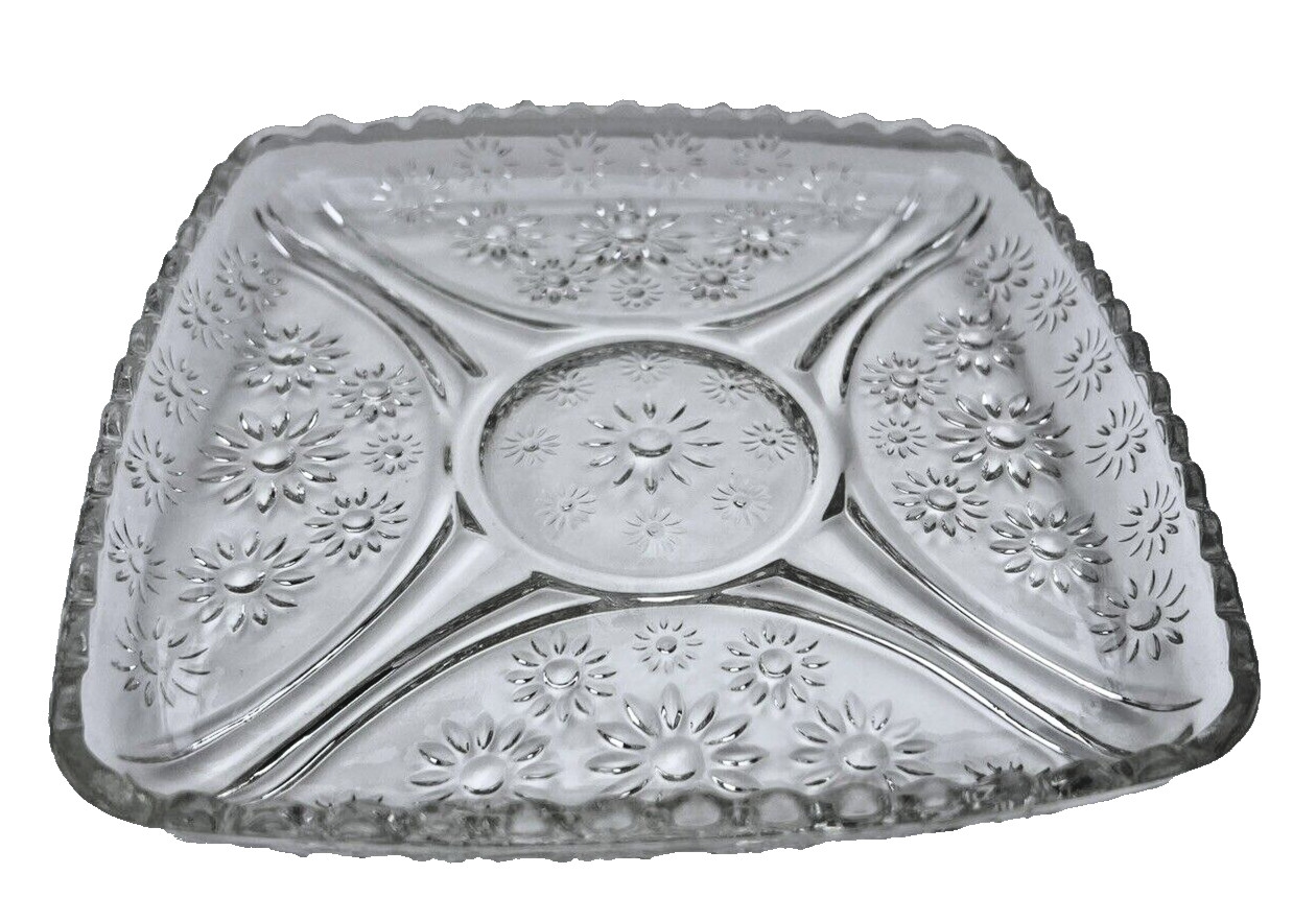 Vintage Hazel Atlas Square 6 Inch Relish Dish 129 Floral DISCONTINUED