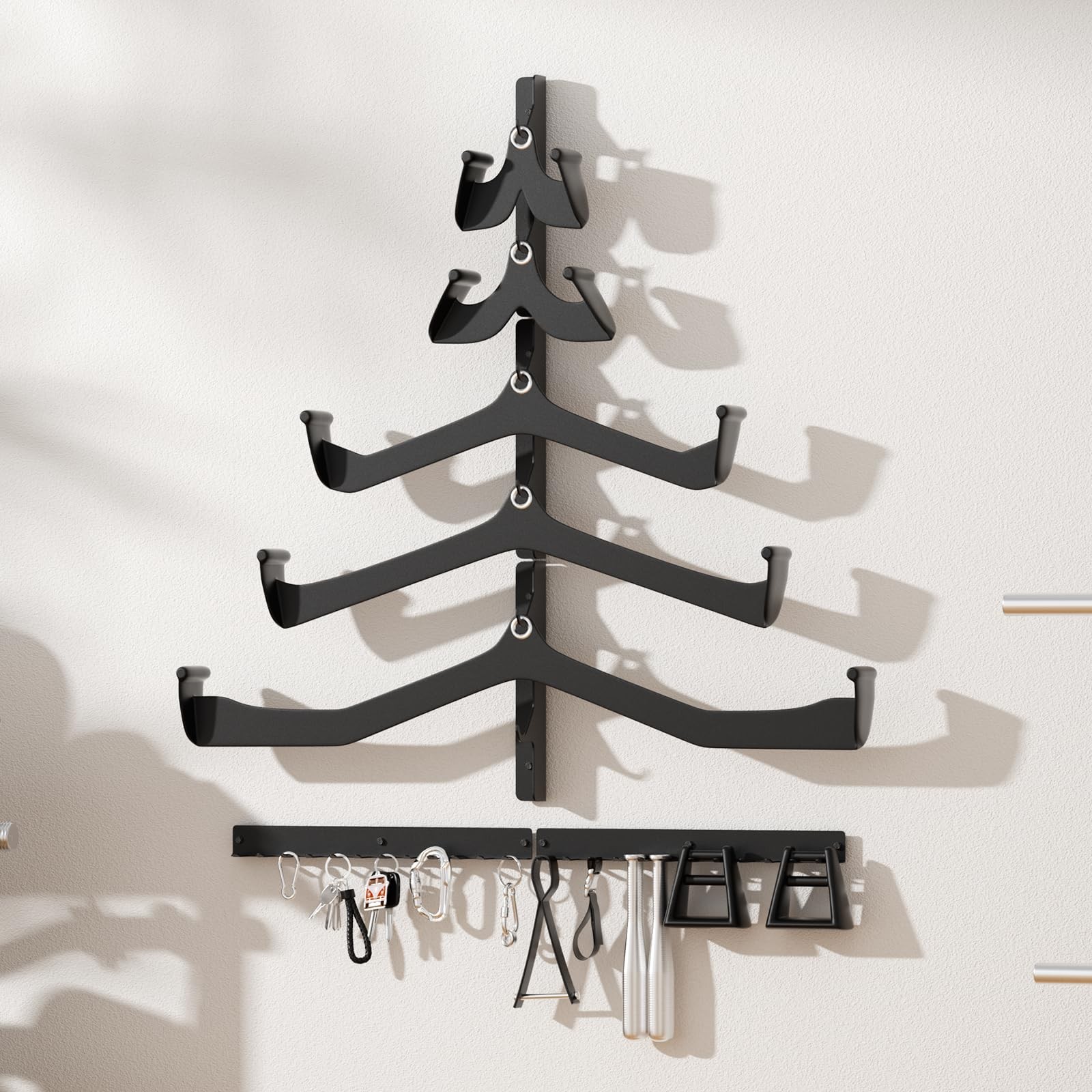 Gym Storage Rack Wall Mount Lat Pulldown Attachments 12 Hooks Heavy Duty