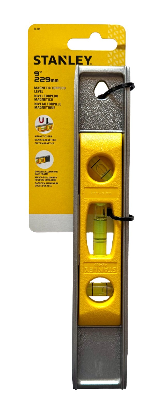 Stanley 42-465 9 in. Aluminum Magnetic Torpedo Level 3 vial
