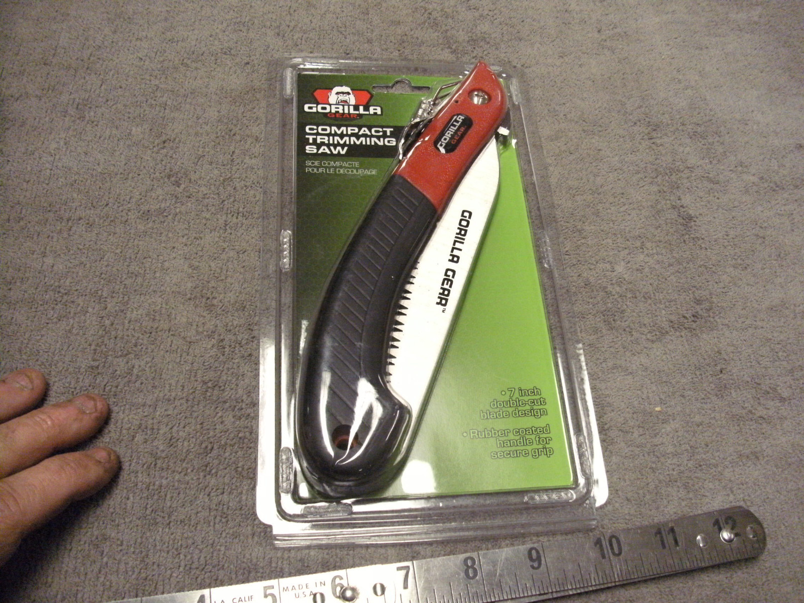 Gorilla Gear Compact Trimming Saw , 7" Double Cut Blade, Rubber Coated Handle
