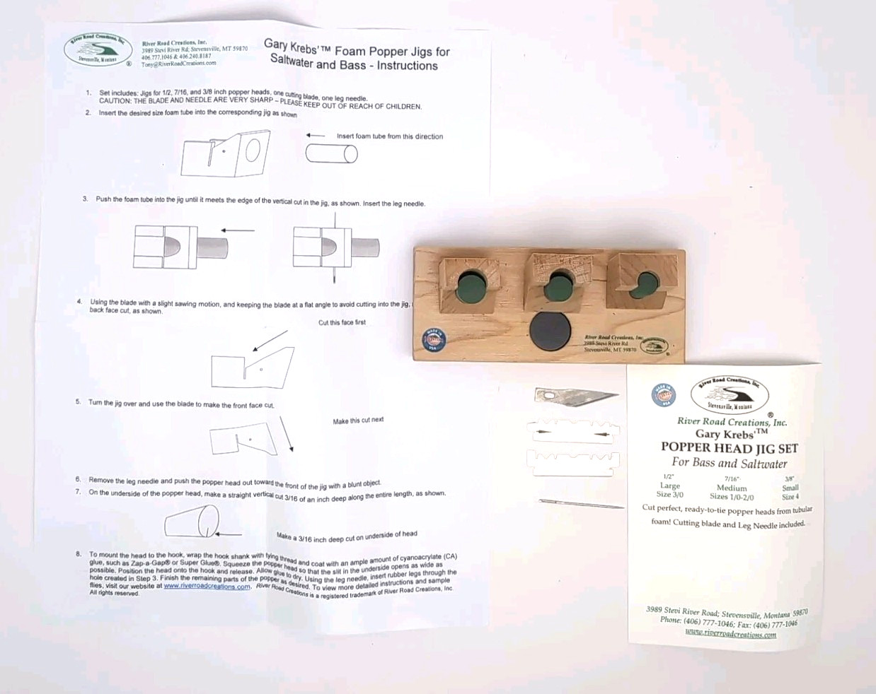 River Road Creations Gary Krebs Foam Popper Head Jig Set Bass Saltwater Fish JG1