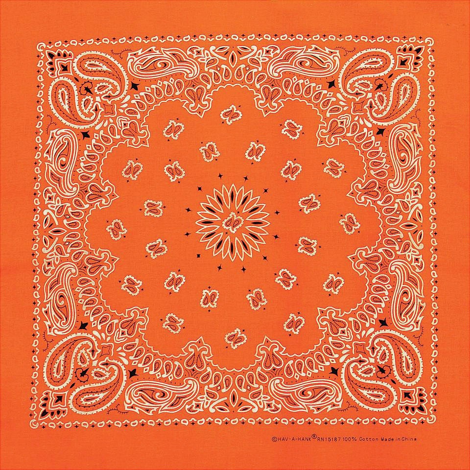 Carolina Manuf Neon Paisley Bandana - Vibrant Orange Classic Style, 22"