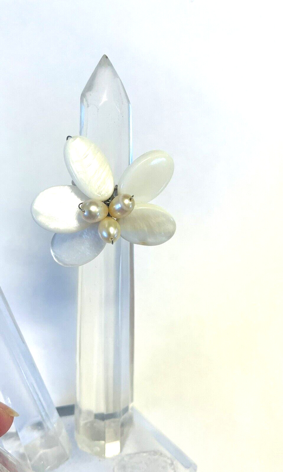 Pearls and Mother of Pearl Flower Ring OS Fits Most Handmade