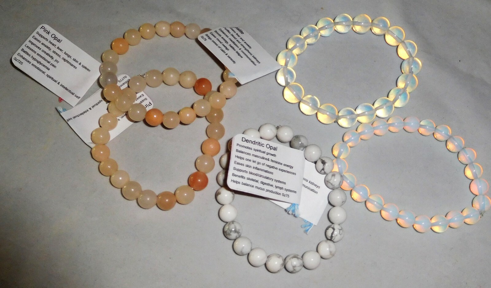 Natural Opal Gemstone Bracelets by Healing Light Stones Opalite Dendritic Pink