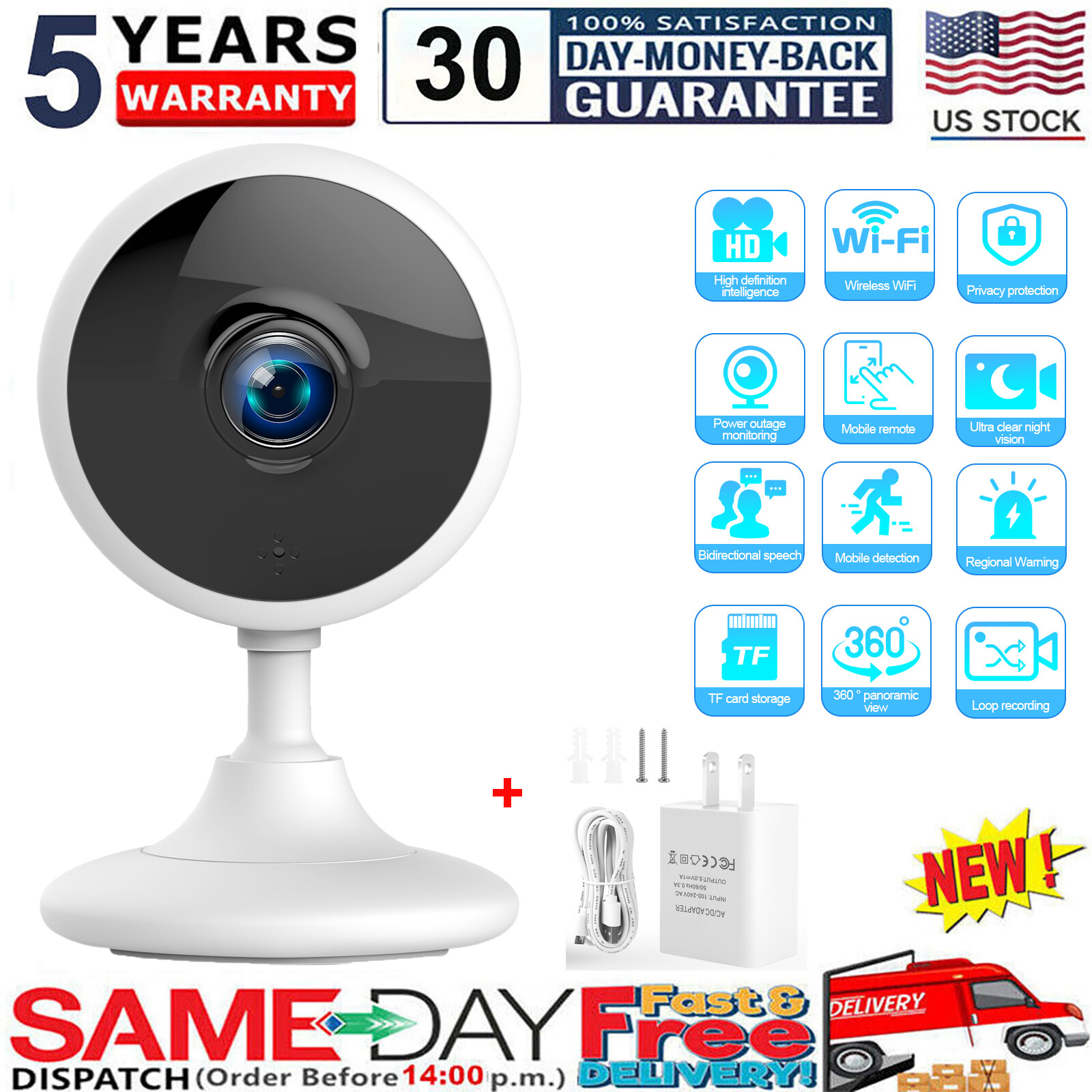 Wireless 2.4G WiFi Security Camera System Smart Night Vision Cam 1080P /SD Card