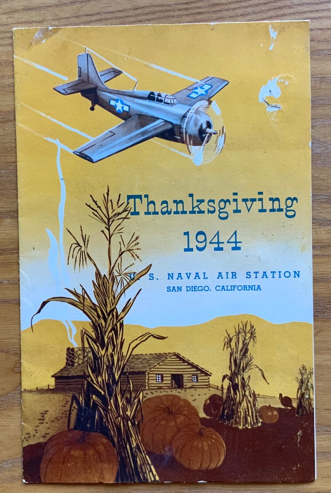 WWII 1944 Navy Naval Air Station NAS San Diego Thanksgiving Menu