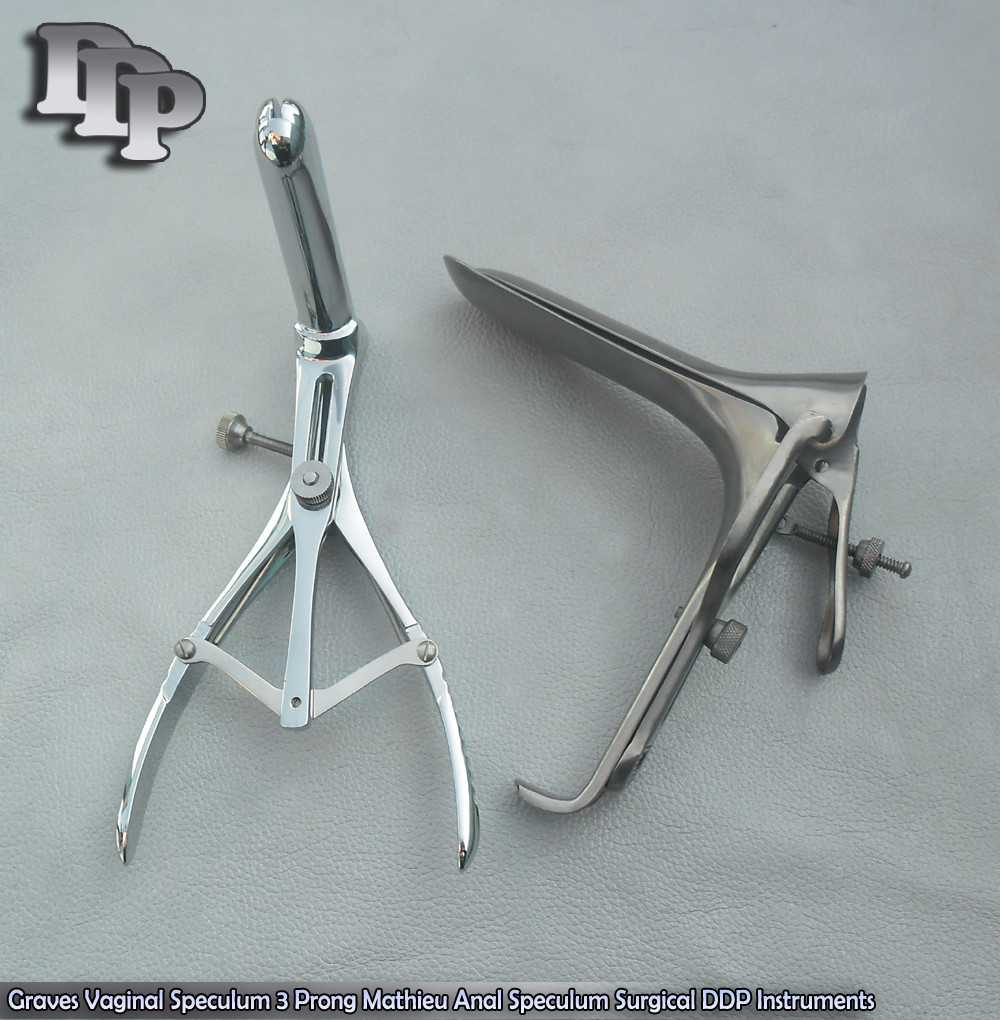 Graves Vaginal Speculum(Medium)+3 Prong Mathieu Anal Speculum Instruments