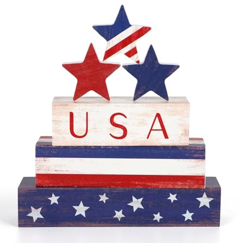 4th of July Table Decorations, Red White Blue Decorations, Retro Patriotic