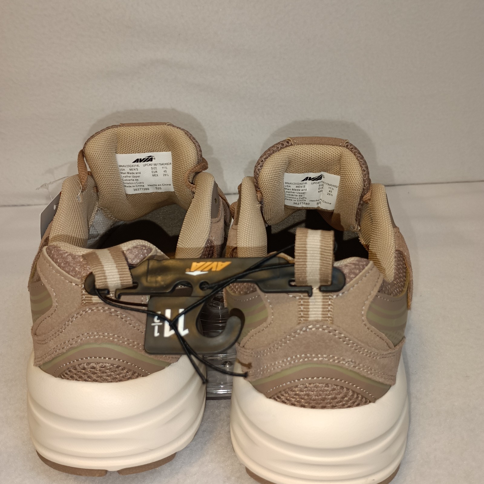 Men’s Sz 9.5 & 11.5 Tan Brown Walking Sneakers Mesh Comfort Shoes NWT Avia