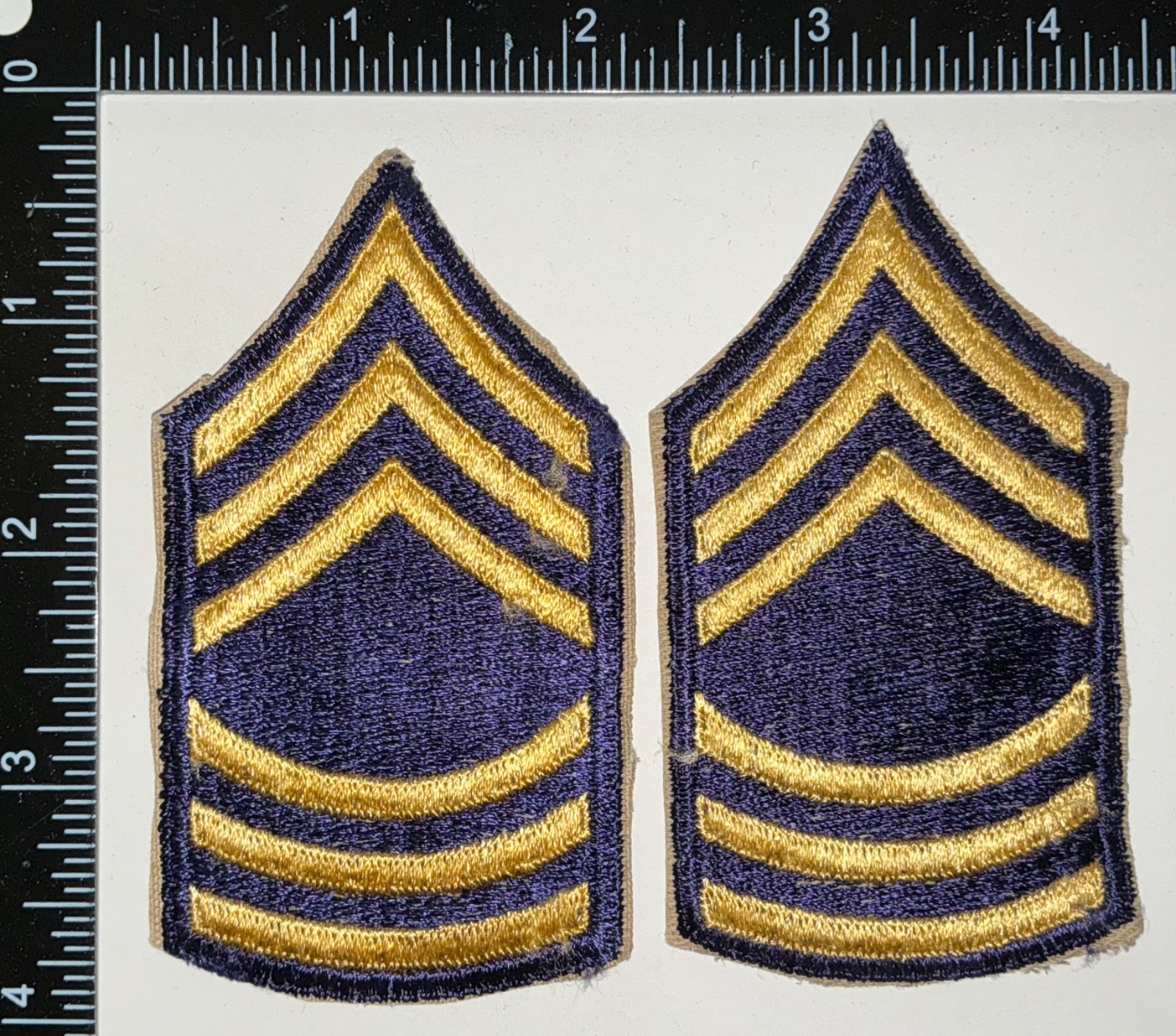 Post WWII Korean War SMALL SIZE Master Sergeant SGT CHEVRONS PAIR Patches
