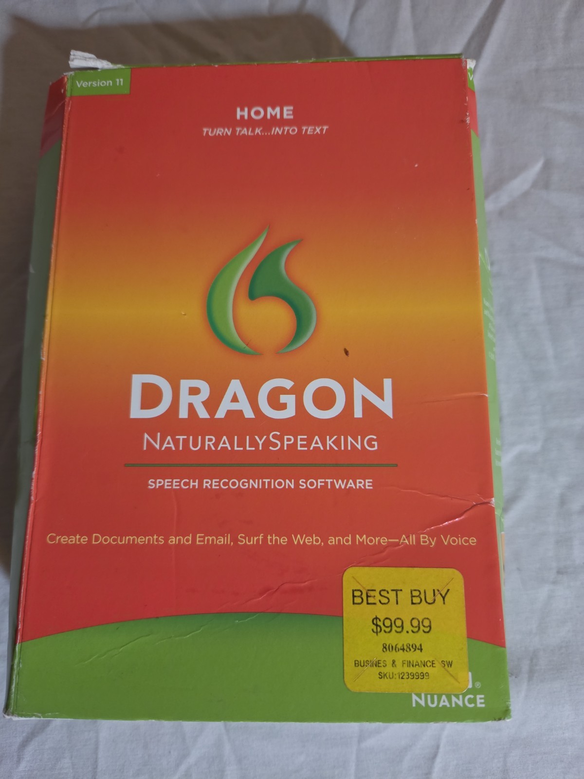 Nuance Dragon Naturally Speaking Version 11 With Microphone Home New