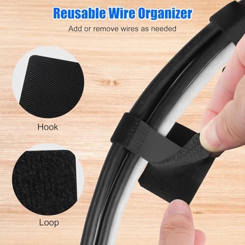 Cable Management Under Desk, 40 Pack Detachable Hook and Loop Cable Straps