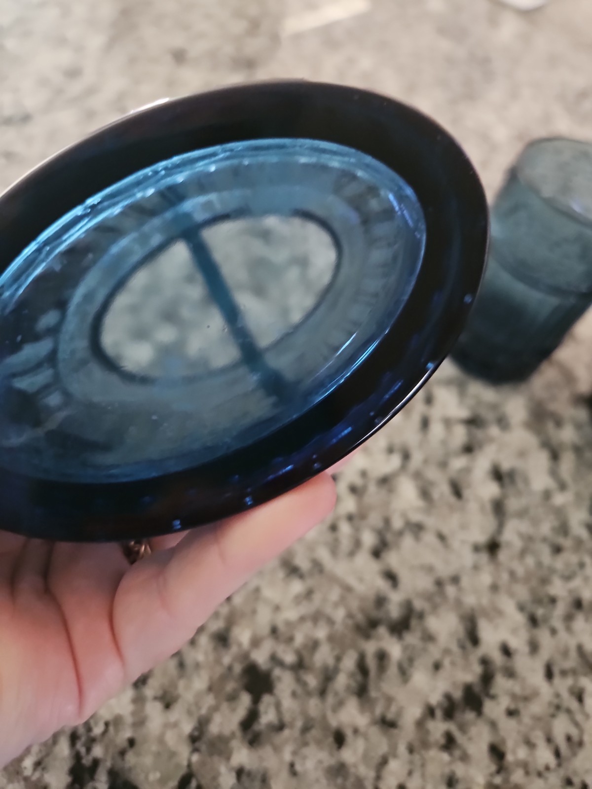 New 3pc Blue Glass Bathroom Set