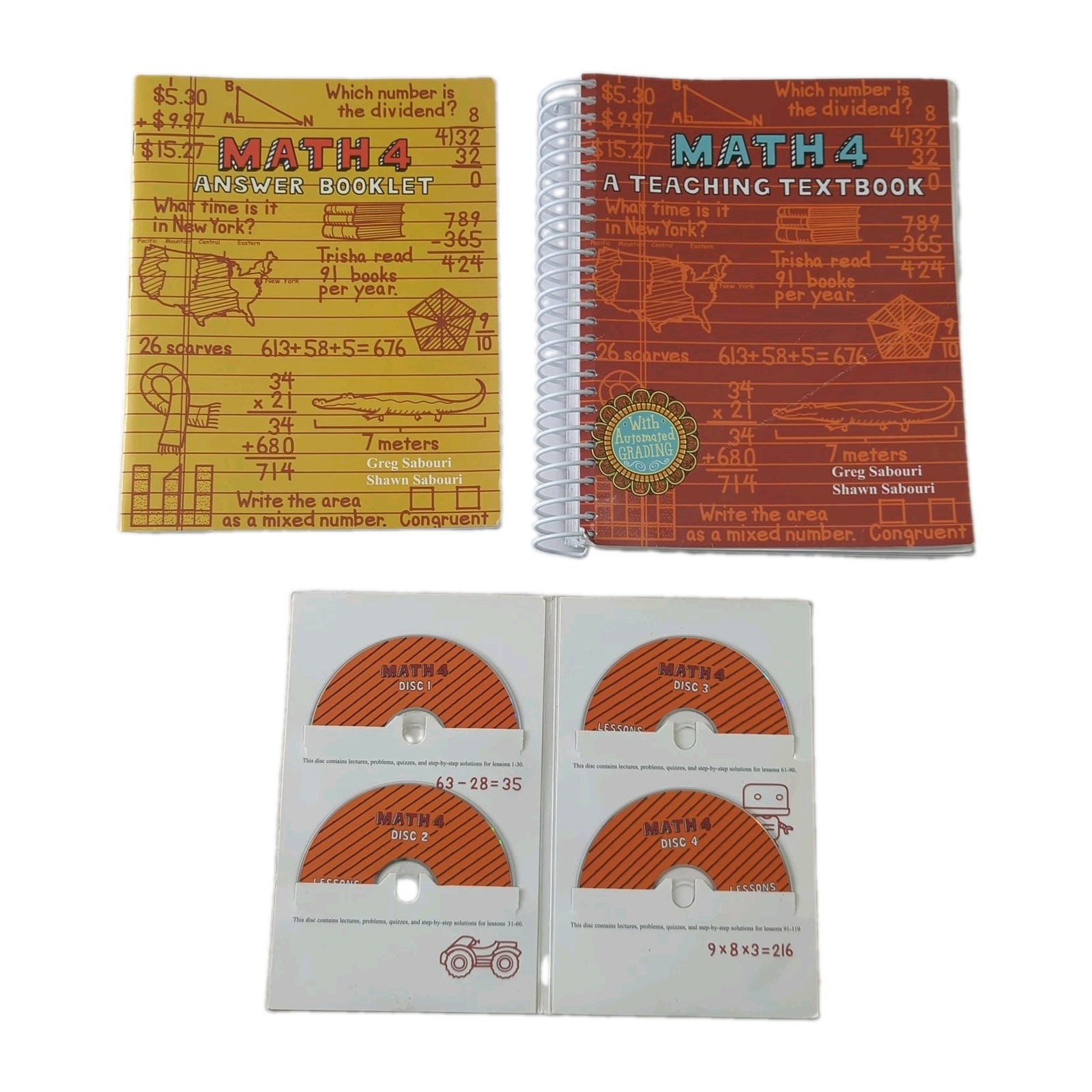 Teaching Textbooks Math 4 Workbook, CD-ROM Set 4 Discs & Answer Booklet - Read!
