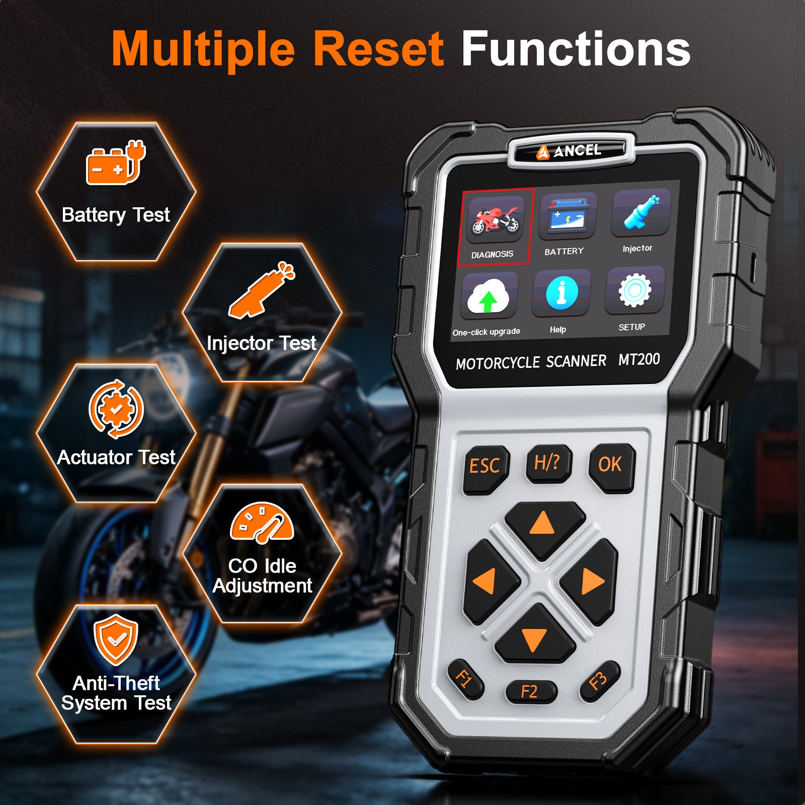 MT200 Motorcycle Scanner OBD2 Code Reader ABS Diagnostic Tool Fit For KAWASAKI