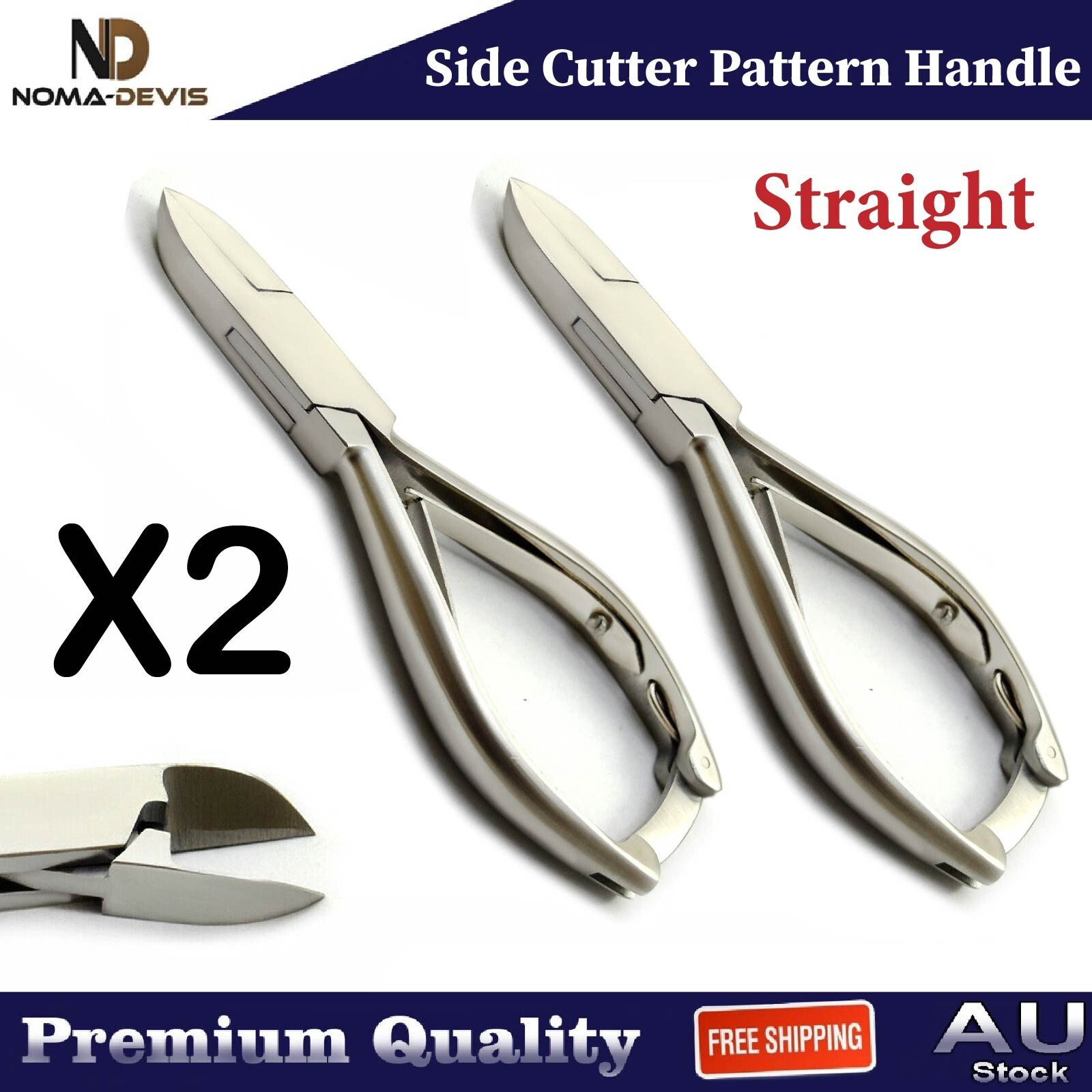 Side Cutter Pattern Handle Heavy Duty Thick Toenail Clipper Straight 2 pieces