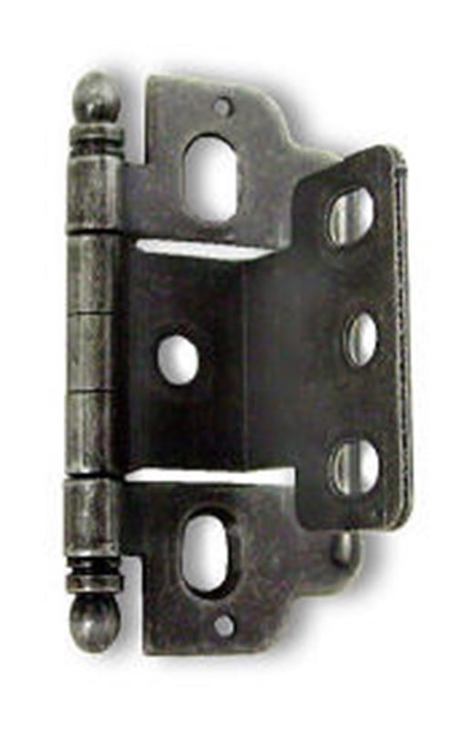 Wrap-Around Single Hinge for 1/2" to 9/16" Door Mounted Flush Wrought Iron Finis