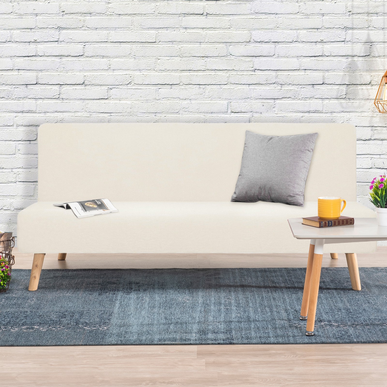 Stretch Sofa Bed Cover, Couch Slipcover Fit Length 47"-59", Silver Gray
