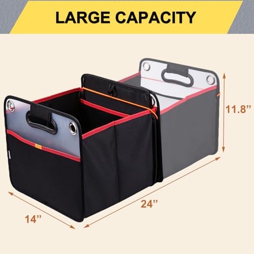 Car Trunk Organizer, Collapsible Auto Trunk X-Large Rectangular Black/Red
