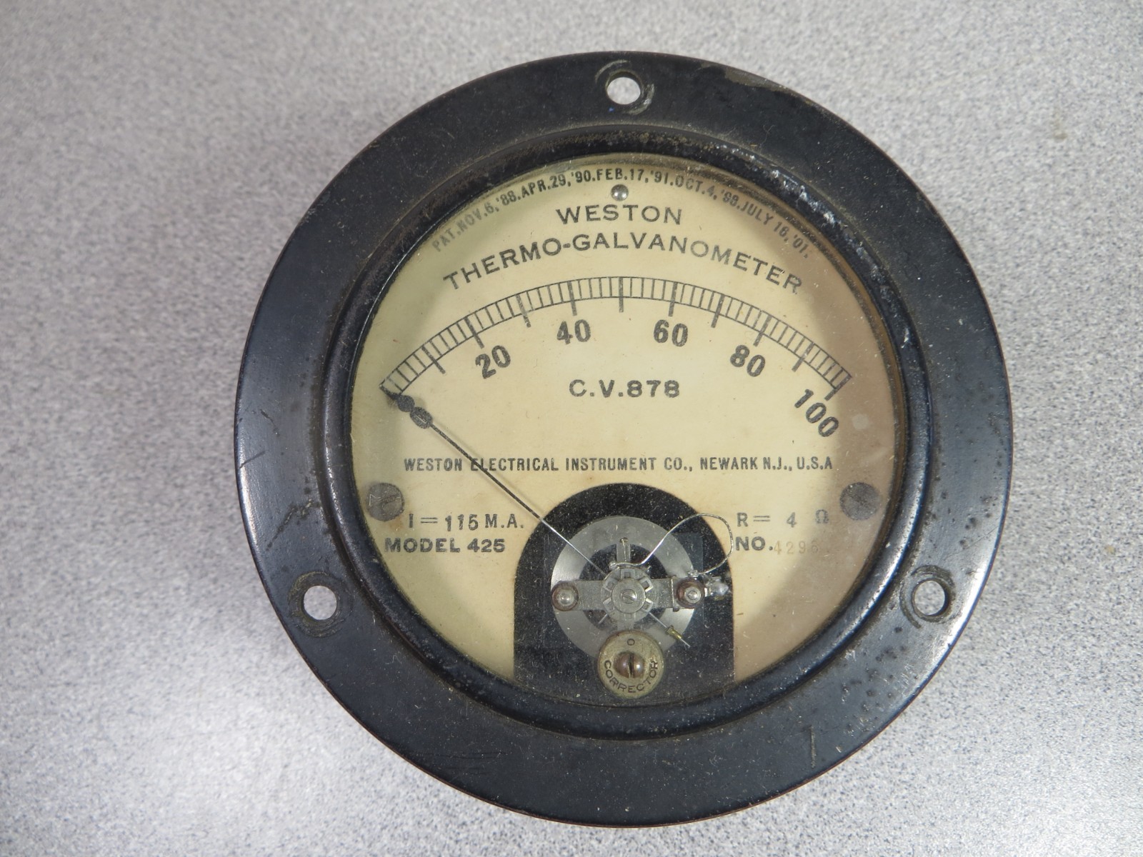 Vintage Weston Electric Thermo Galvanometer  Gauge - Model 425