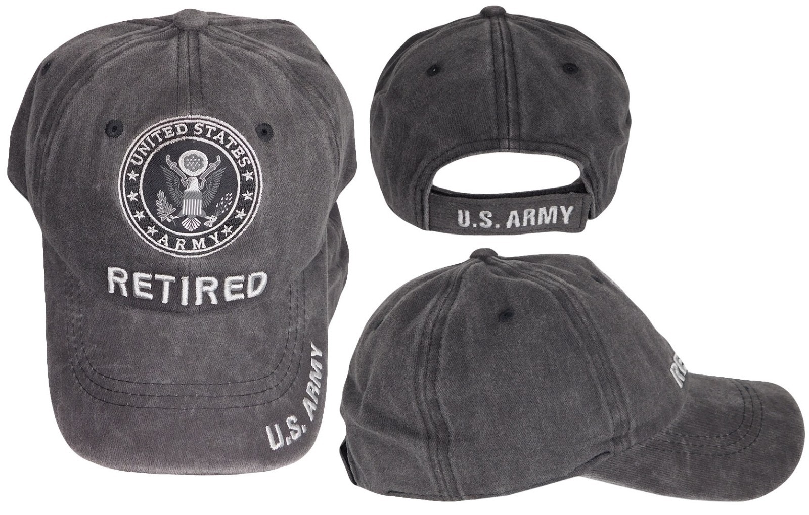 United States Army Retired Grey Gray Embroidered Hat Cap CAP522AB - Licensed