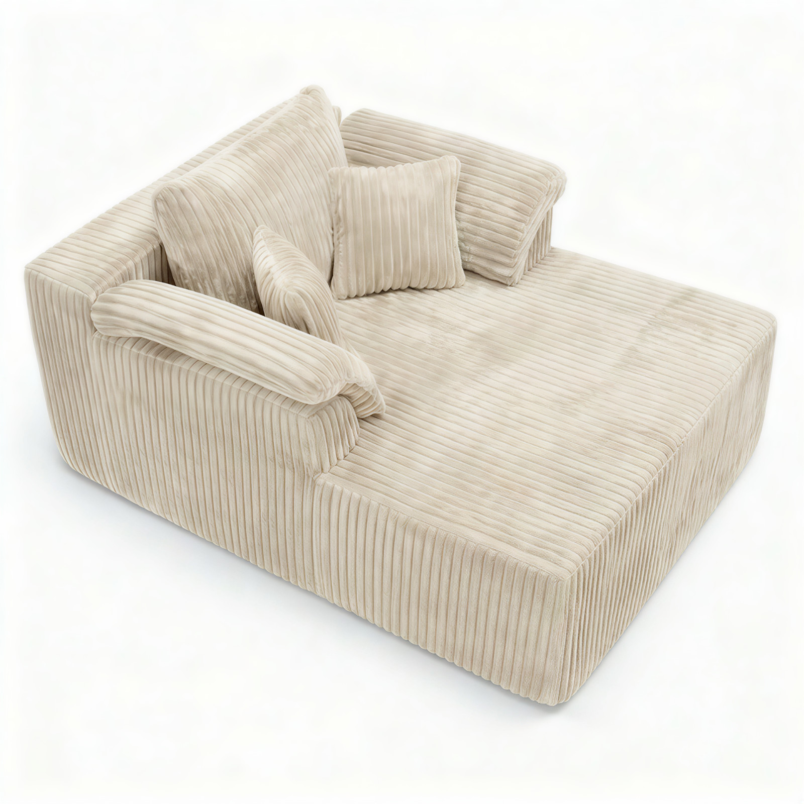 60-inch indoor oversized corduroy lounge chair, no assembly required (Beige)