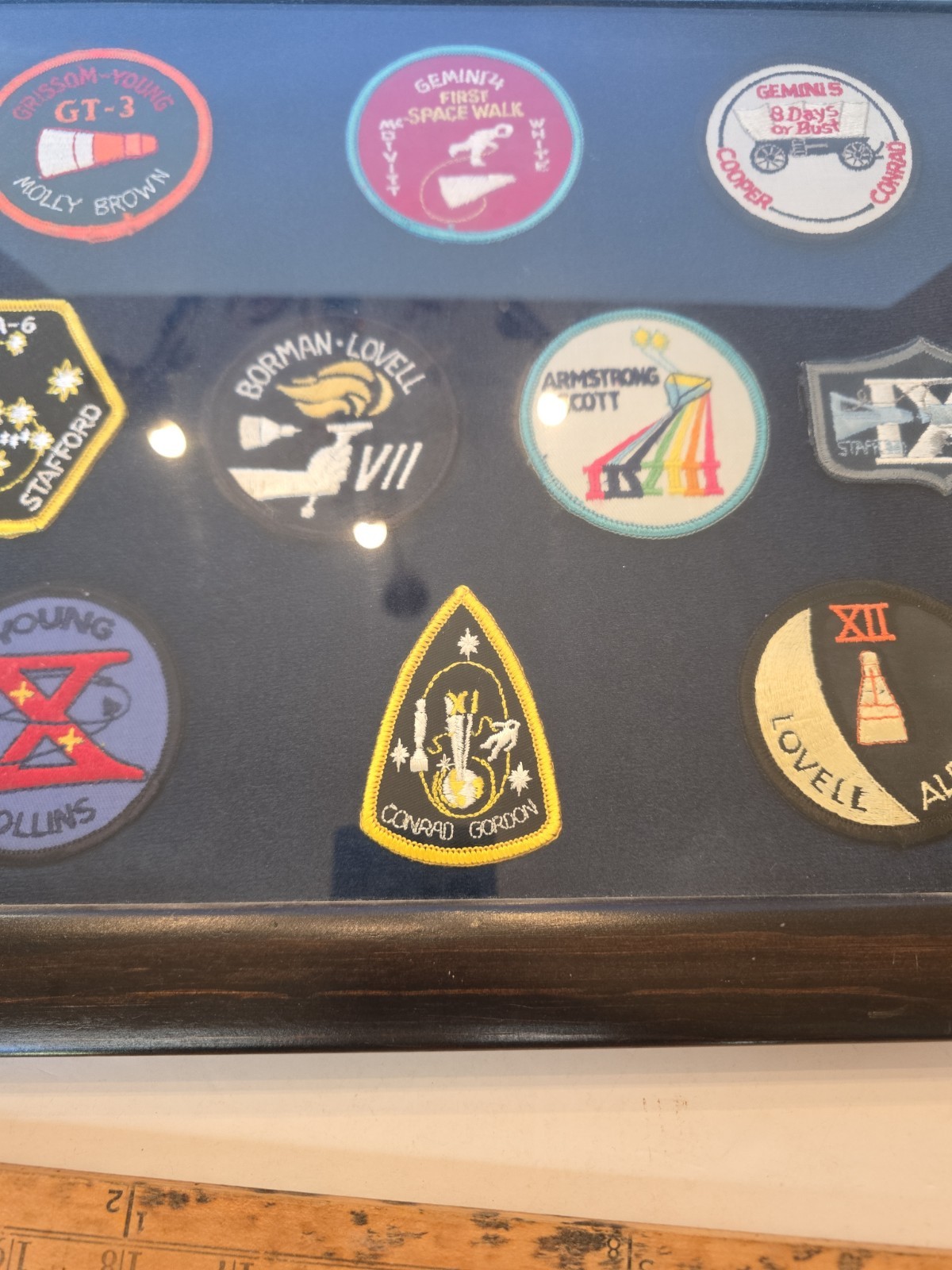 Framed NASA Gemini Program Mission Patch Set 18x14 Wall Decor Display - 9...