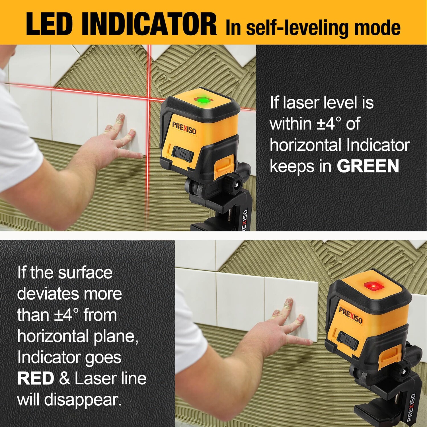 PREXISO 50FT Laser Level Level Line leveler Tools Self-Leveling Cross Line Laser