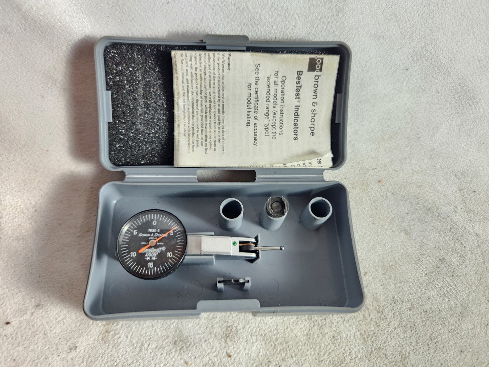 Brown & Sharpe BesTest 7030-5 .0005" Dial Test Indicator w/Case Lever Type