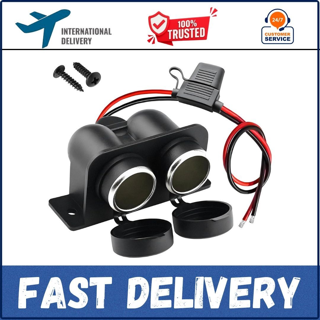 Waterproof Power Dual Socket Car Motorcycle Cigarette Lighter Plug 12V Outlet