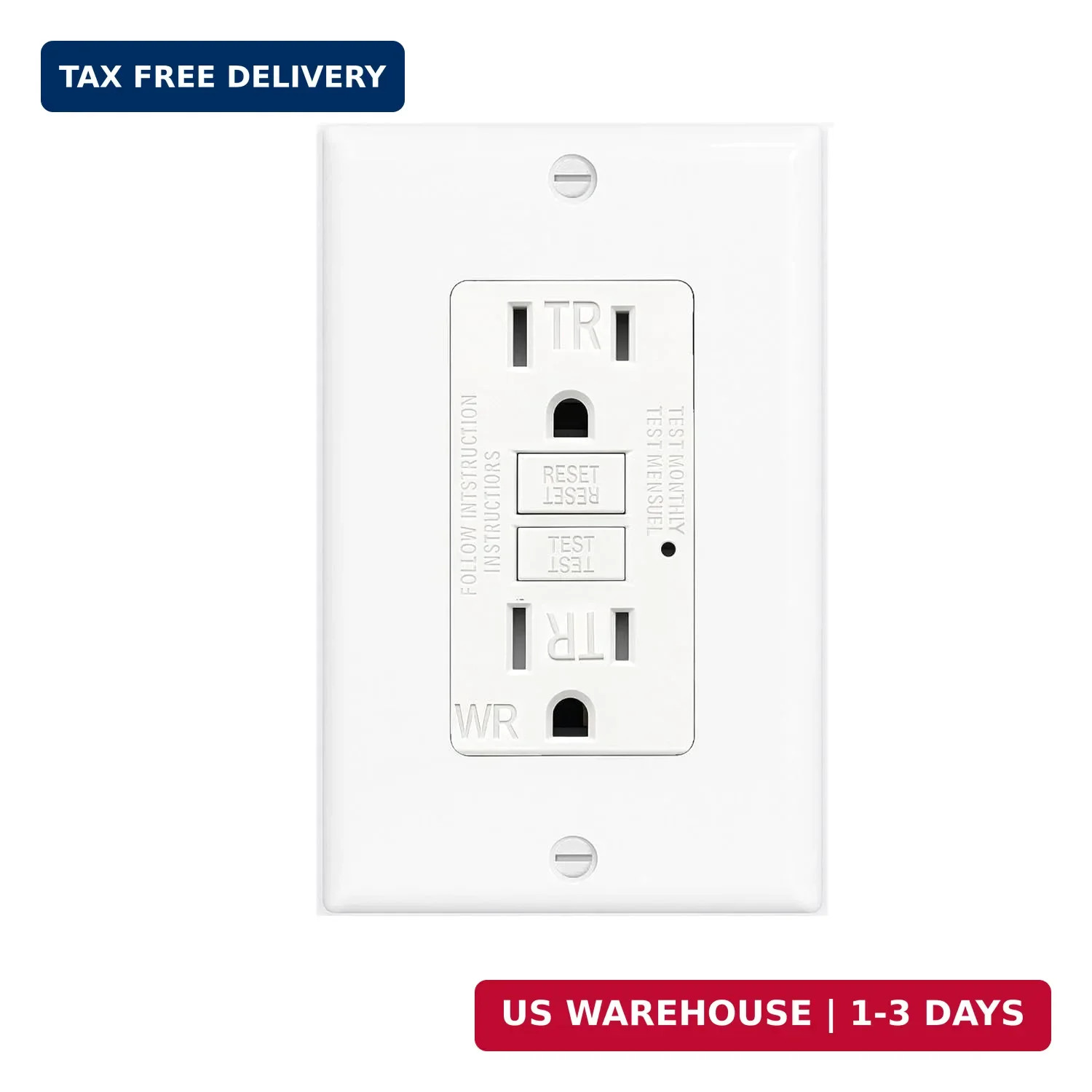 (15 AMP-1 Pack)LOONAVA GFCI Outlet WR White - Tamper Resistant, Weather Resistan