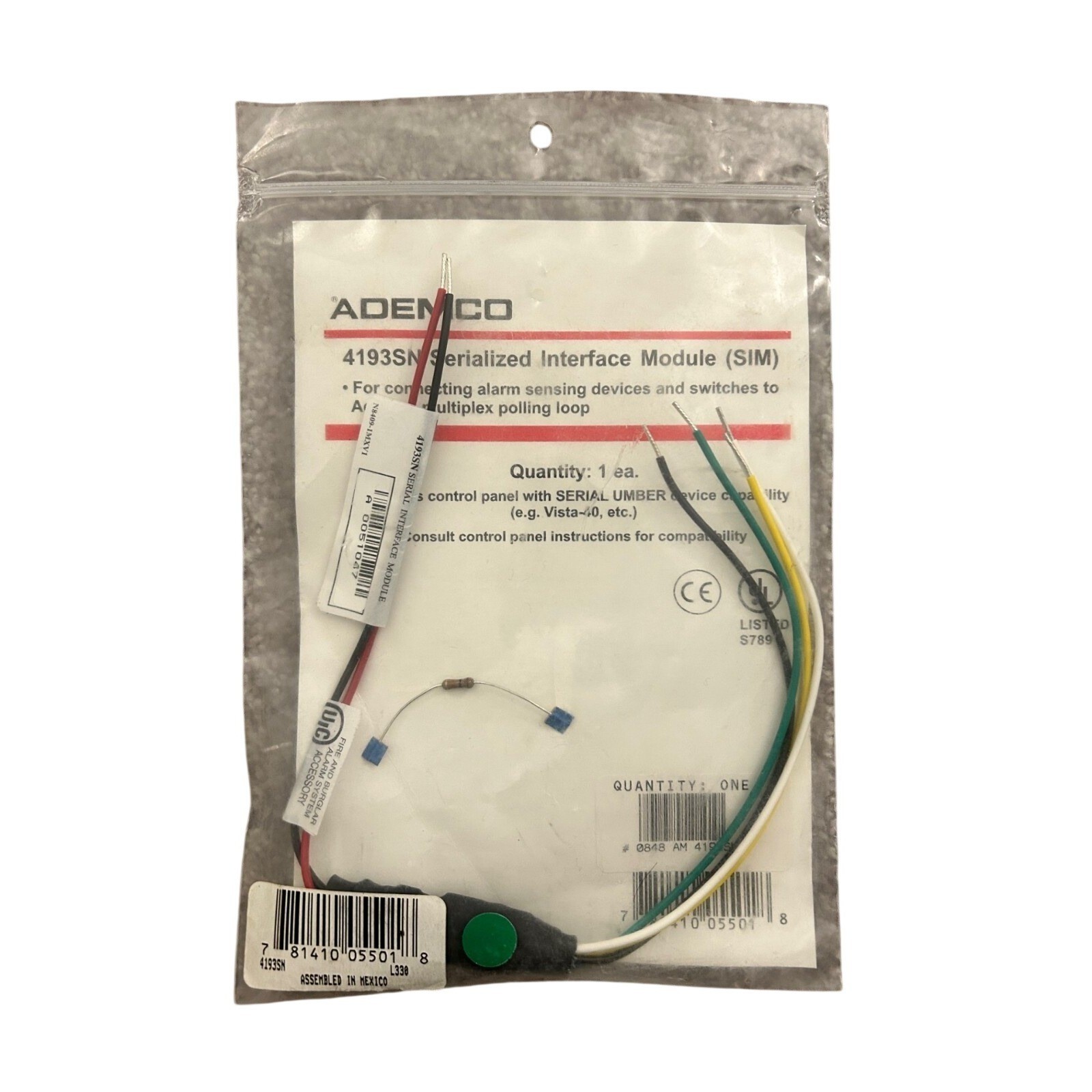 ADEMCO Honeywell 4193SN, Two Zone V-Plex Expander SERIAL INTERFACE MODULE