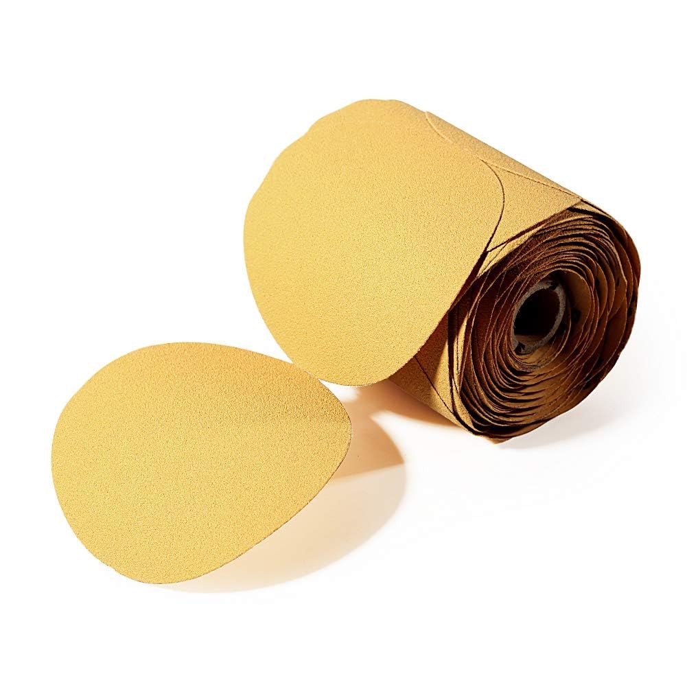 SPEEDWOX 100 Pcs 80 Grit Sandpaper Roll 5 inch Round Sanding Discs 5", Gold
