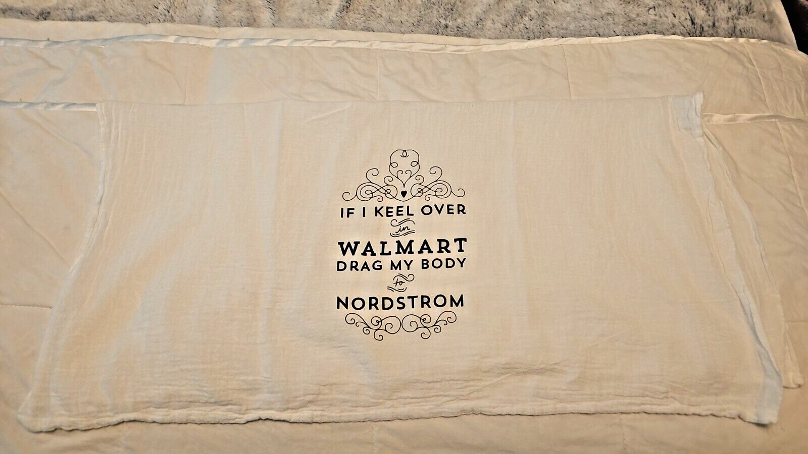 All cotton 28x28 in white dishtowel  drag my body to Nordstom fun playful