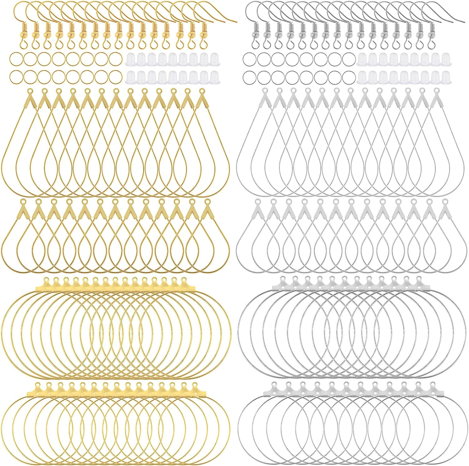 200PCS Earring Making Kit Beading Hoop Earring Finding Hoop Open Beading Hoops B