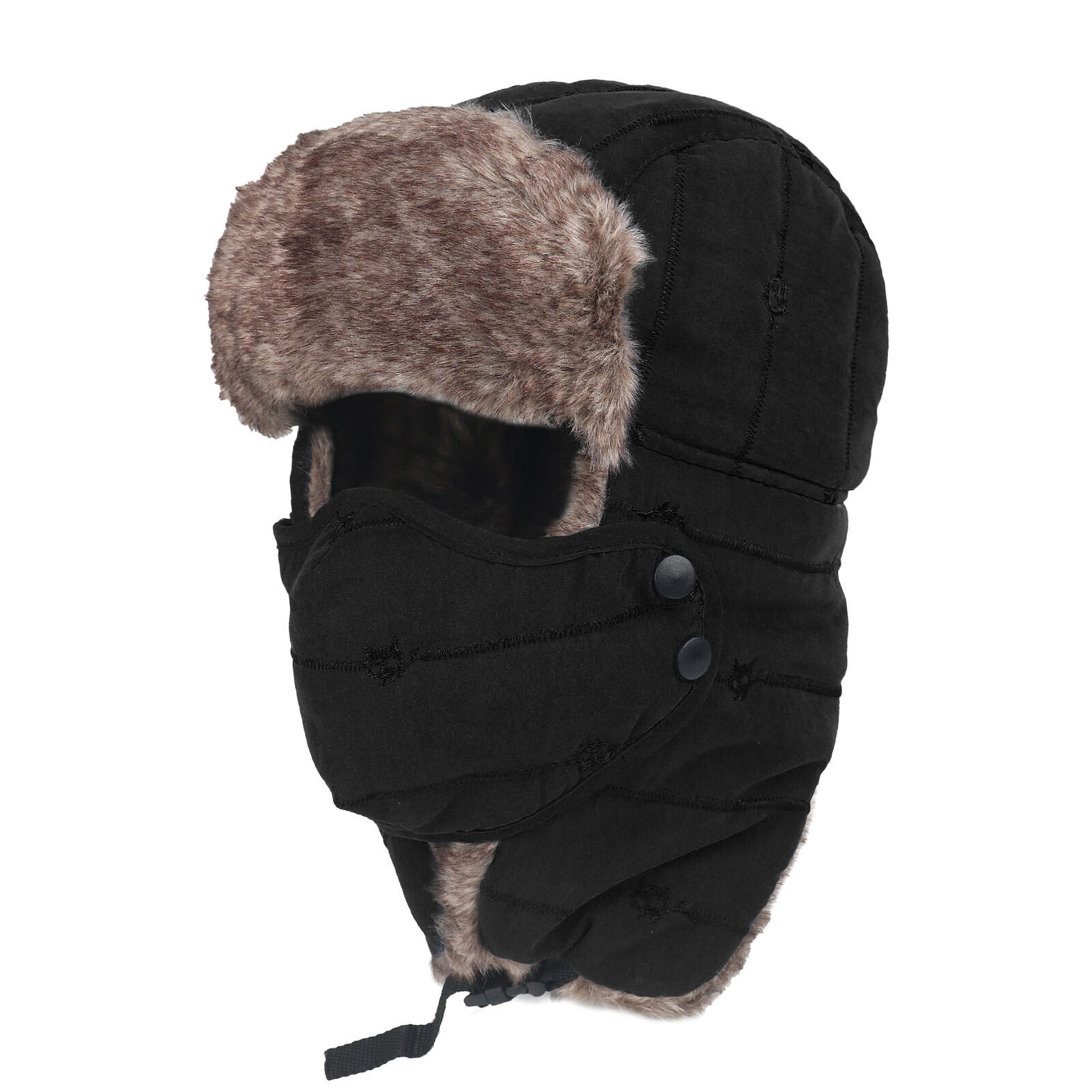 Winter Hunting Russian Hat with Ear Flap & Mask Aviator Ushanka for Men Women