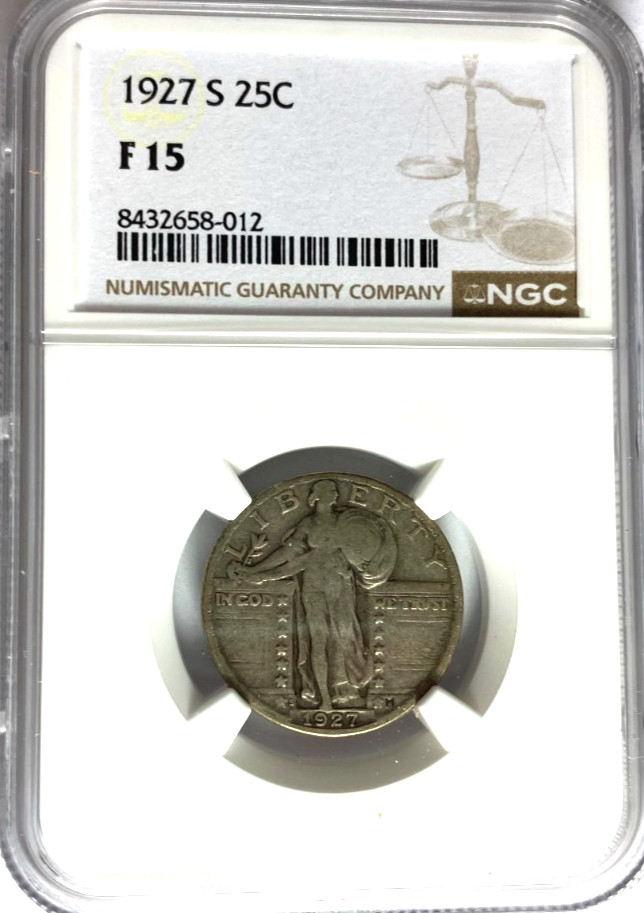 1927 S 25c Standing Liberty Silver Quarter San Francisco NGC F15
