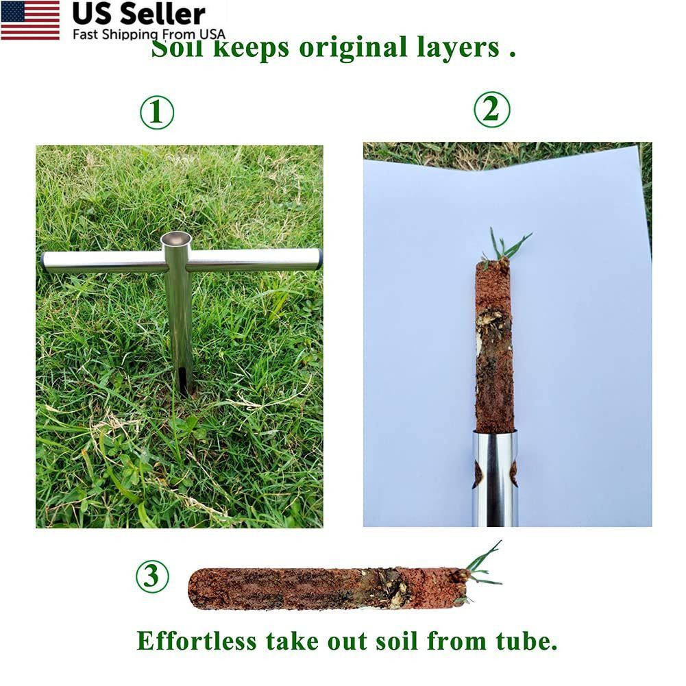 Sukiise Soil Sample Probe 12 Inch with T Handle, Sampler Tool, Soil...
