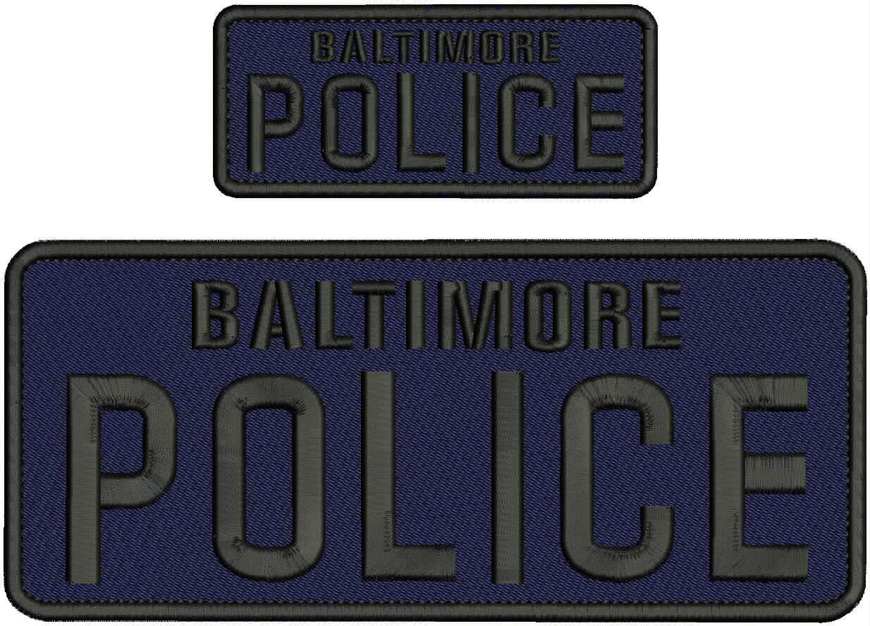 BALTIMORE POLICE  EMBROIDERY POLICE 4X10 AND 2X5 HOOK ON BACK NAVY BLUE/BLK