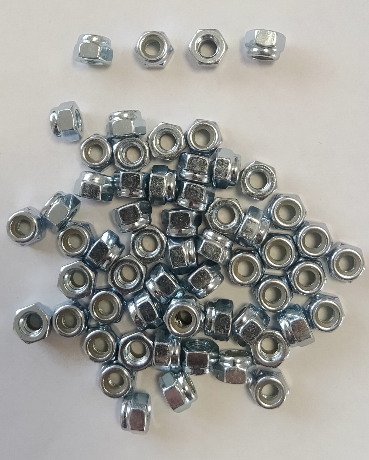 5 pcs M4 0.8 Nylon Lock Nut Zinc Plated Hex Nut Metric DIN985