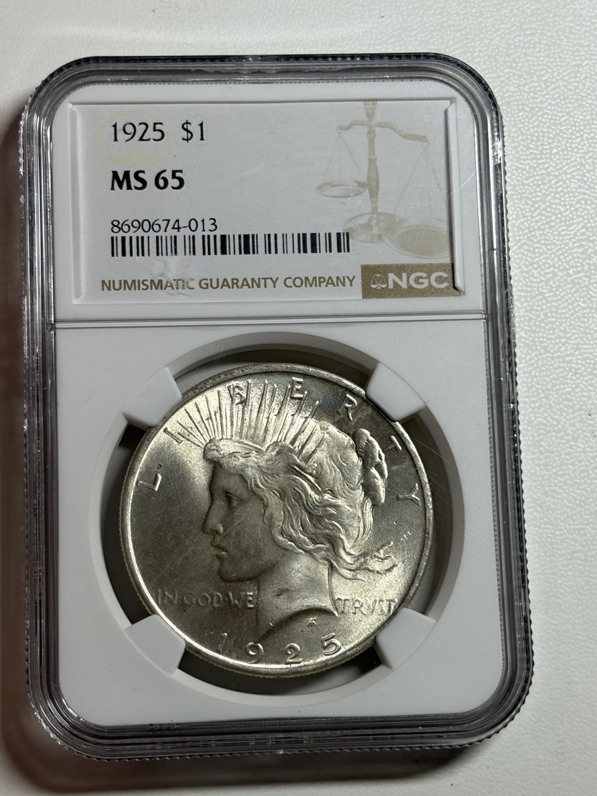 1925 Peace Silver Dollar NGC MS65 Bright White Great Strike