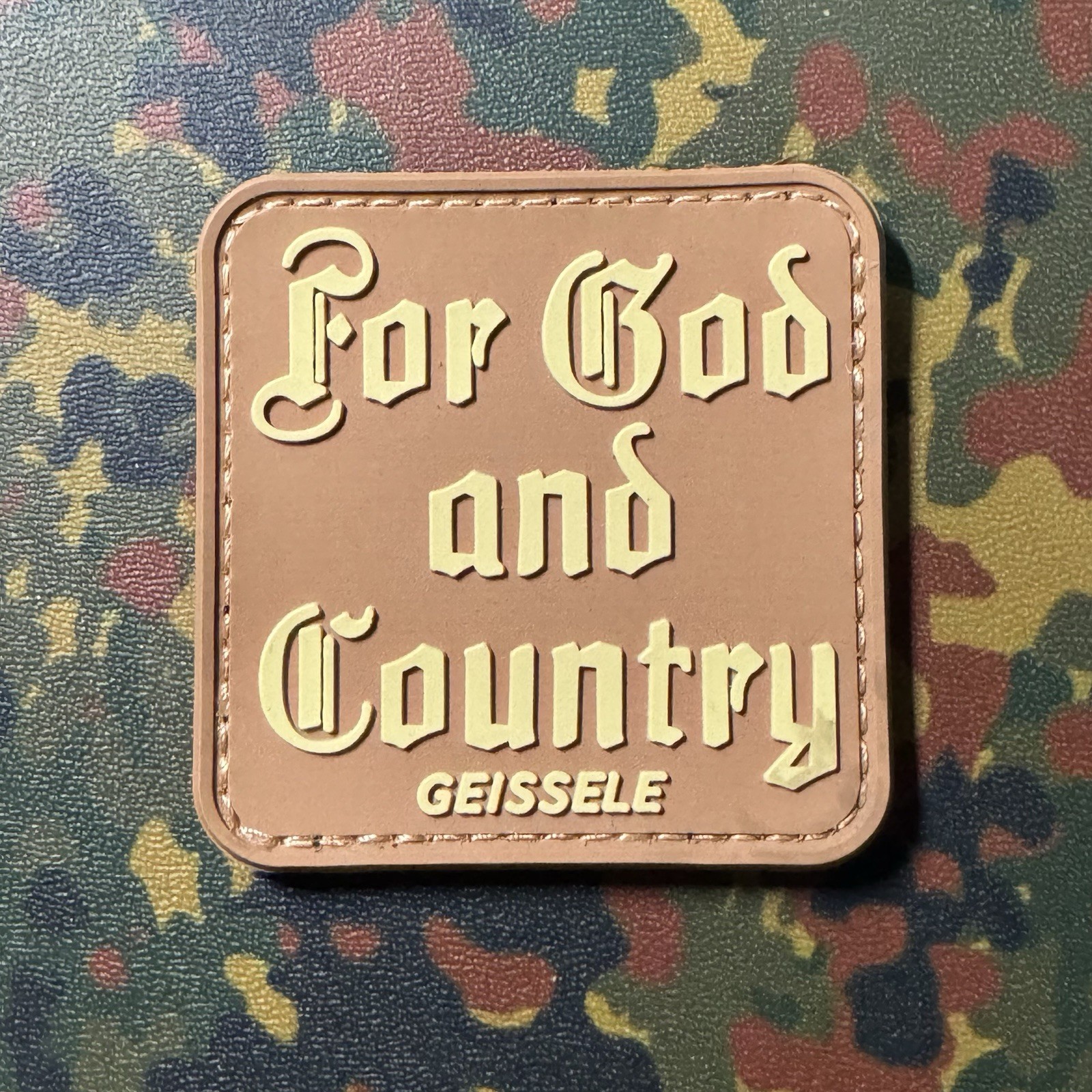 GEISSELE For God and Country PVC Morale Patch Hook Back TAN/KHAKI TRIGGERS