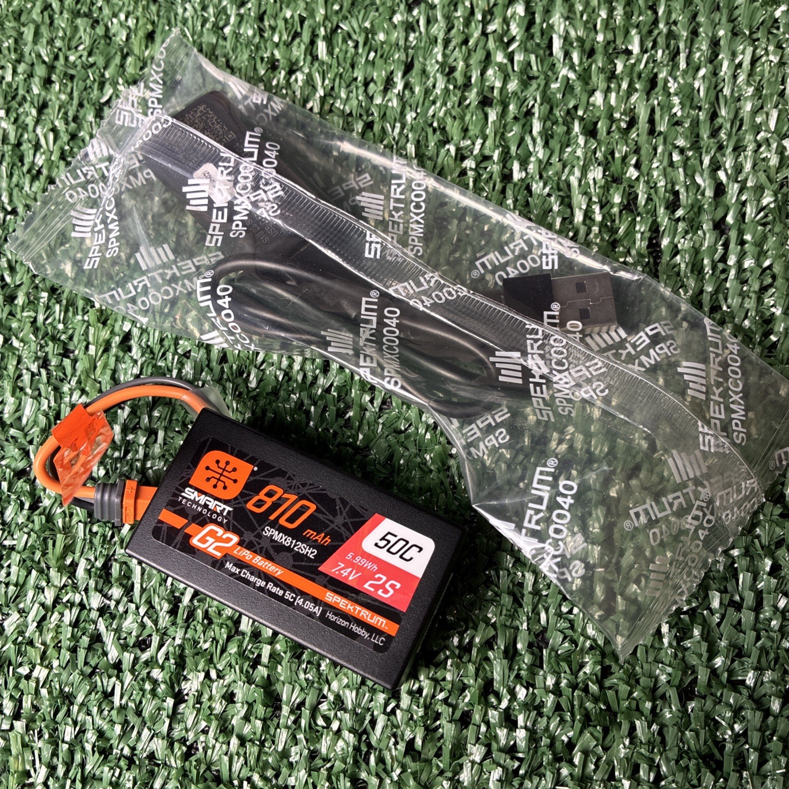 Losi Mini LMT 1/18 Lipo Spektrum G2 Battery 810Mah 50C & USB Type-C Charger IC2