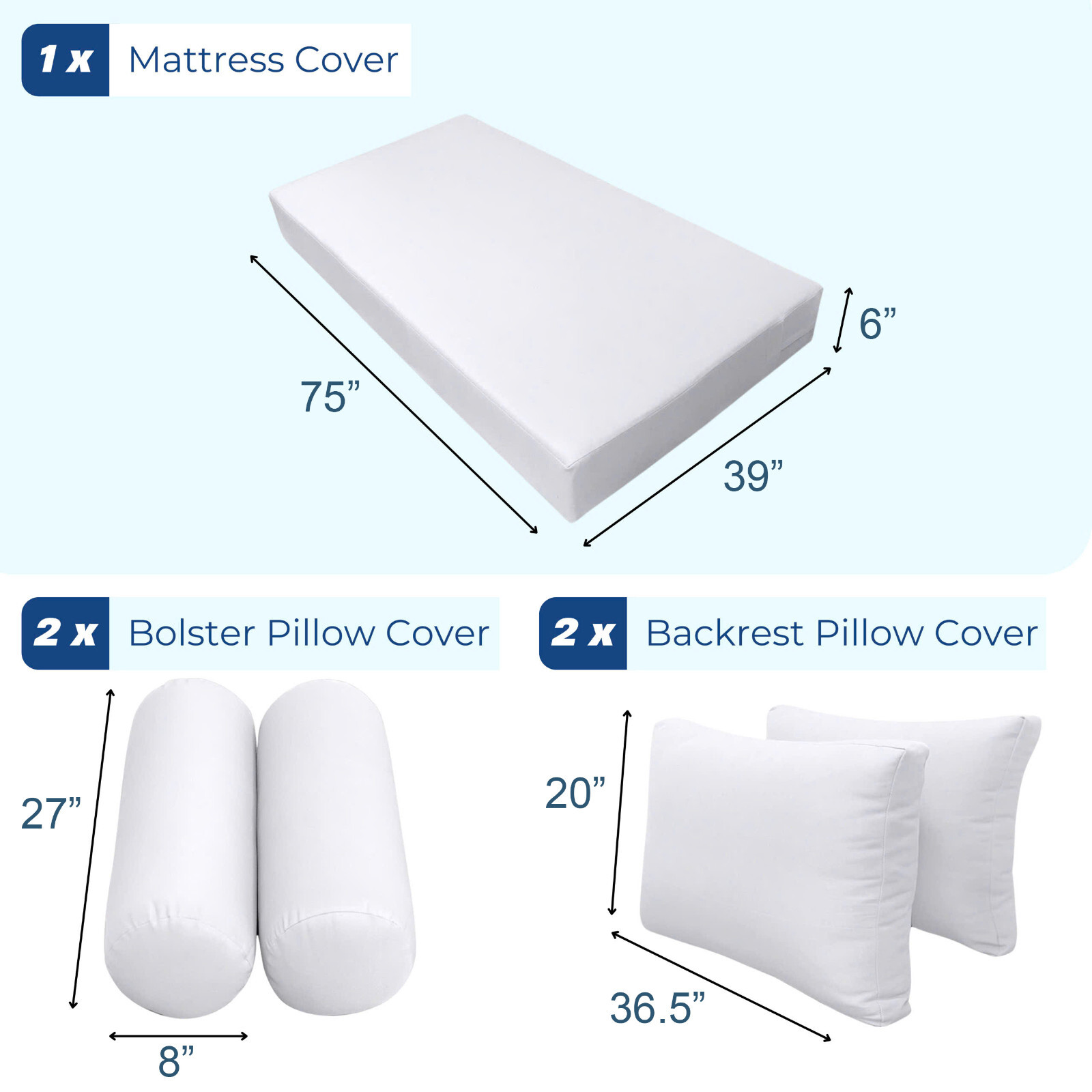 COVER ONLY STYLE 2 Mattress Pillow Daybed Porch Swing Knife Edge Twin AD101