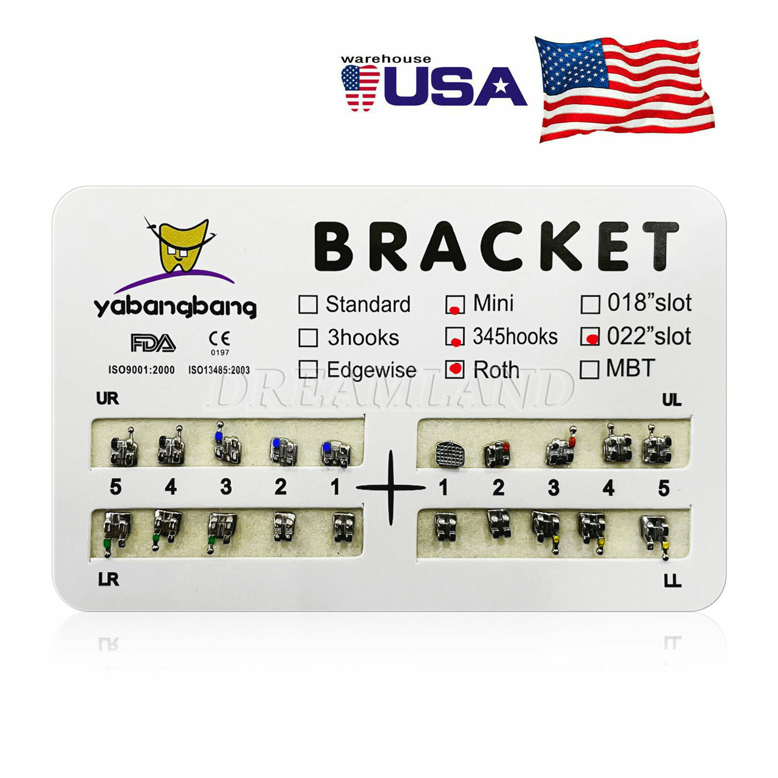 10 Packs Brackets dentales de ortodoncia Mini Roth 022 Ganchos 345