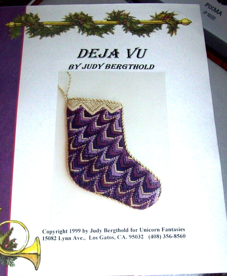 Unicorn Fantasie Barrello Christmas Stocking Needlepoint Pattern