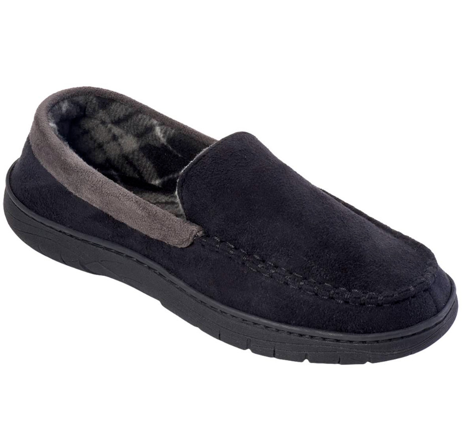 Haggar Men's Indoor/Outdoor Microsuede Venetian Slipper Size XL Plaid Flannel